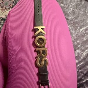 MK KORS-Embellished Leather Watch